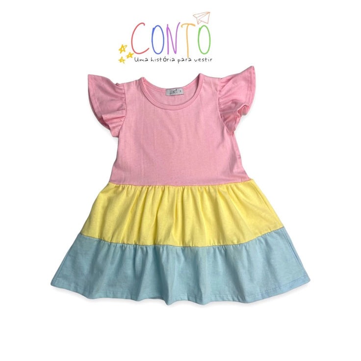 Vestido infantil 3 marias unicornio colorido roupa  thumbnail