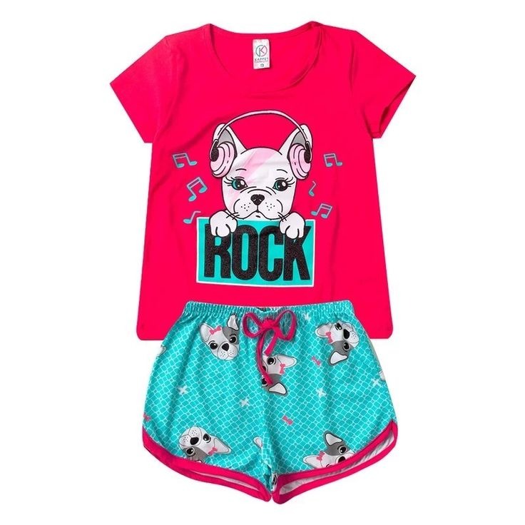 Conjunto Infantil E Juvenil Menina Cotton Roupas de Verão thumbnail