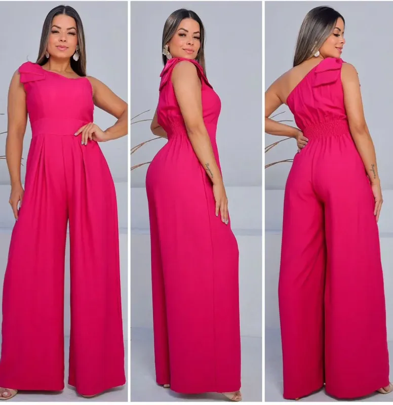 Macacão longo com manga regata e laço thumbnail