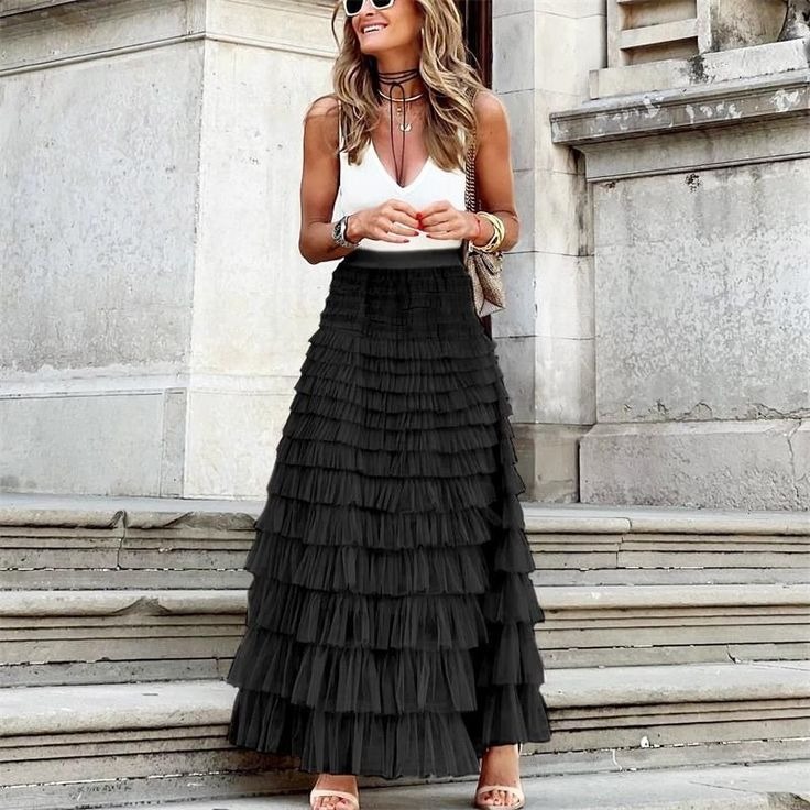 Saia de meia-corpo cintura alta saia longa thumbnail