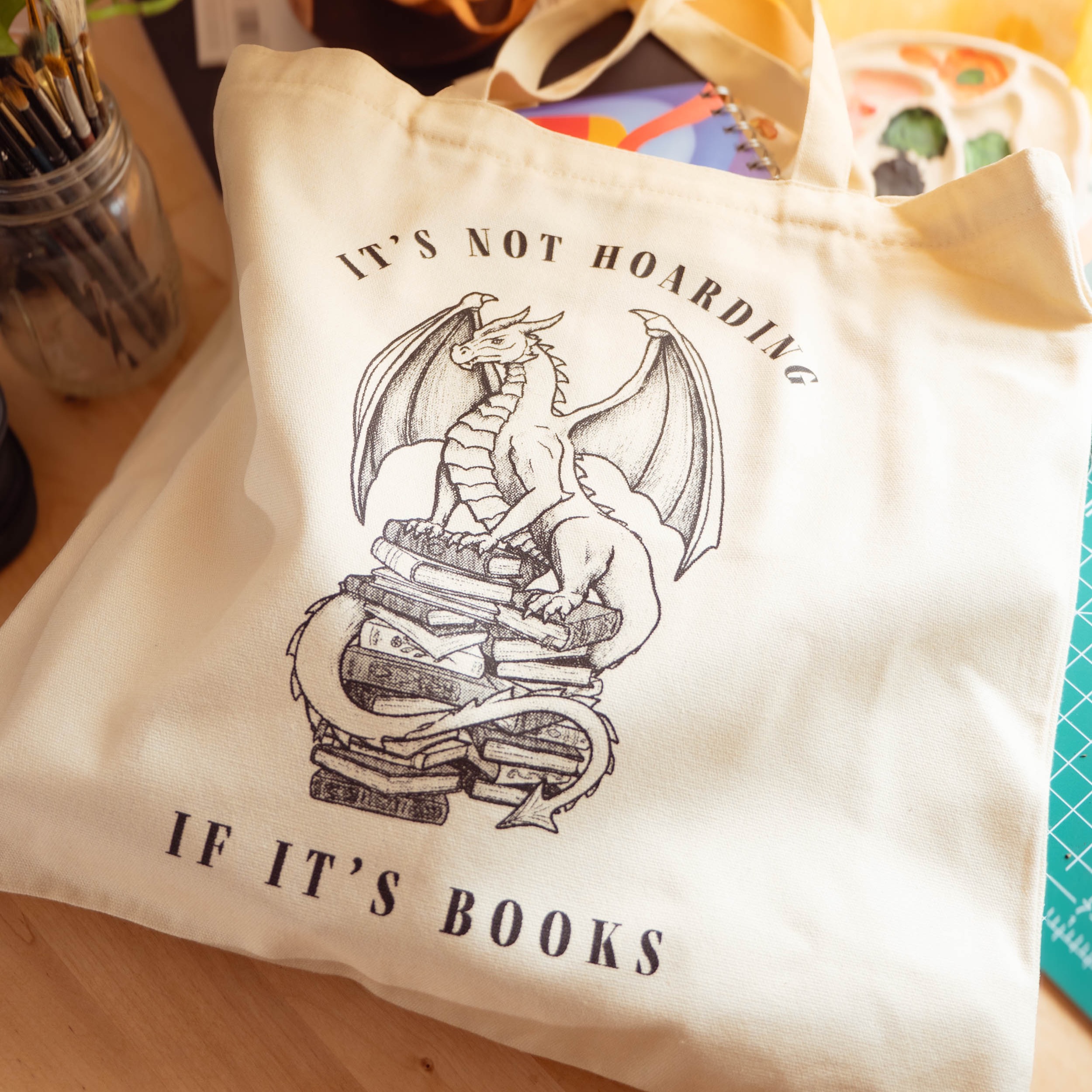 Book Hoarding Dragon Tote Bag thumbnail