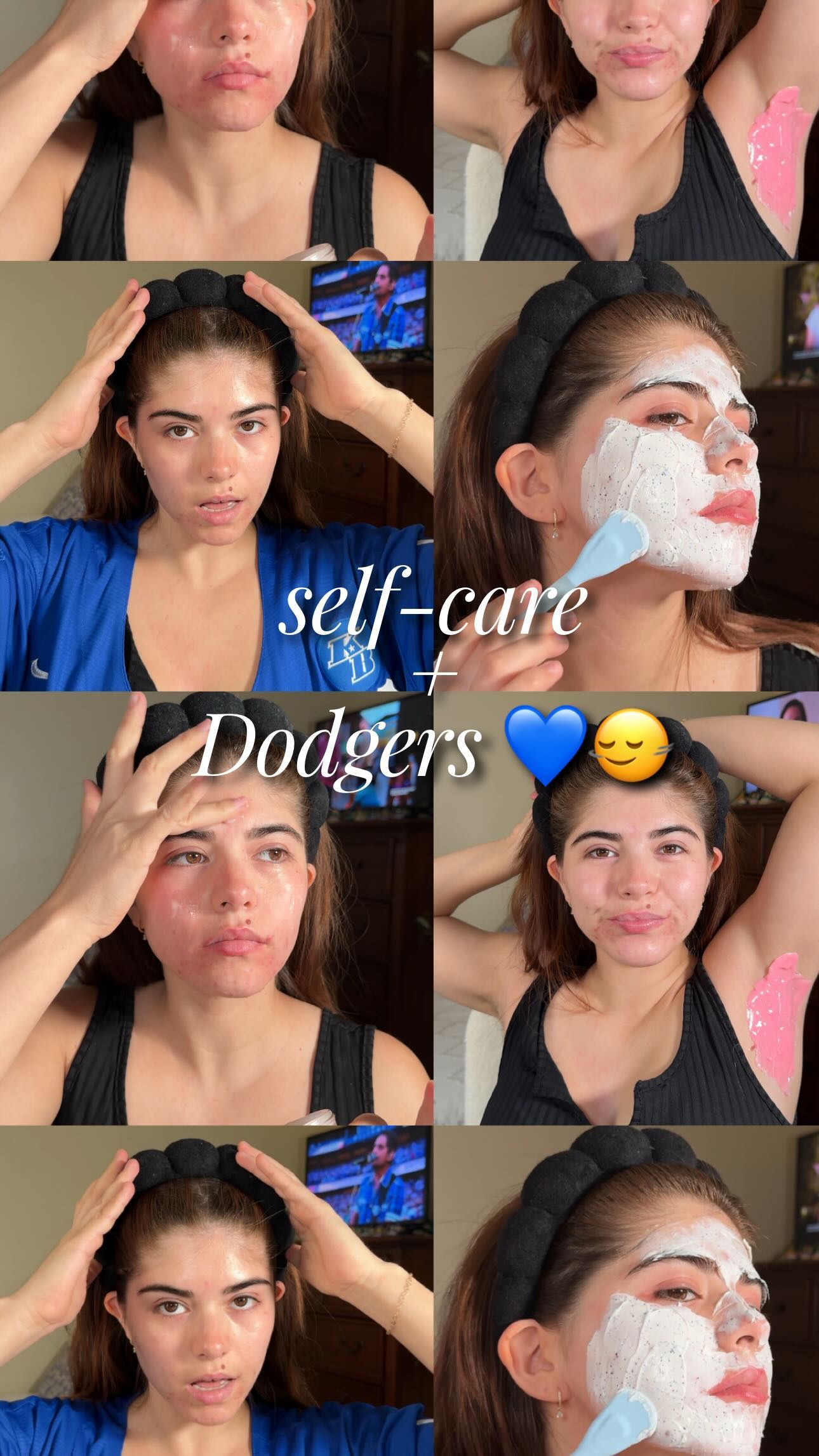 Dodgers por favor win 😭💙 self-care on a Friday & the World Series vibes ✨🧖‍♀️ I absolutely have been LOVING doing my rou