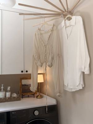 We’ve had this wall-mounted clothes drying rack for 2 years now, and it’s still one of my favorite small laundry room up