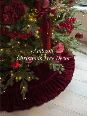 That burgundy red lush velvet tree skirt is everythingggg I got the 72” for my 12’ tree  #amazonhome #christmastree #chr