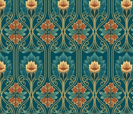 Retro Nouveau Floral Dragonfly Collection - 12 designs  by chris_dembinski thumbnail