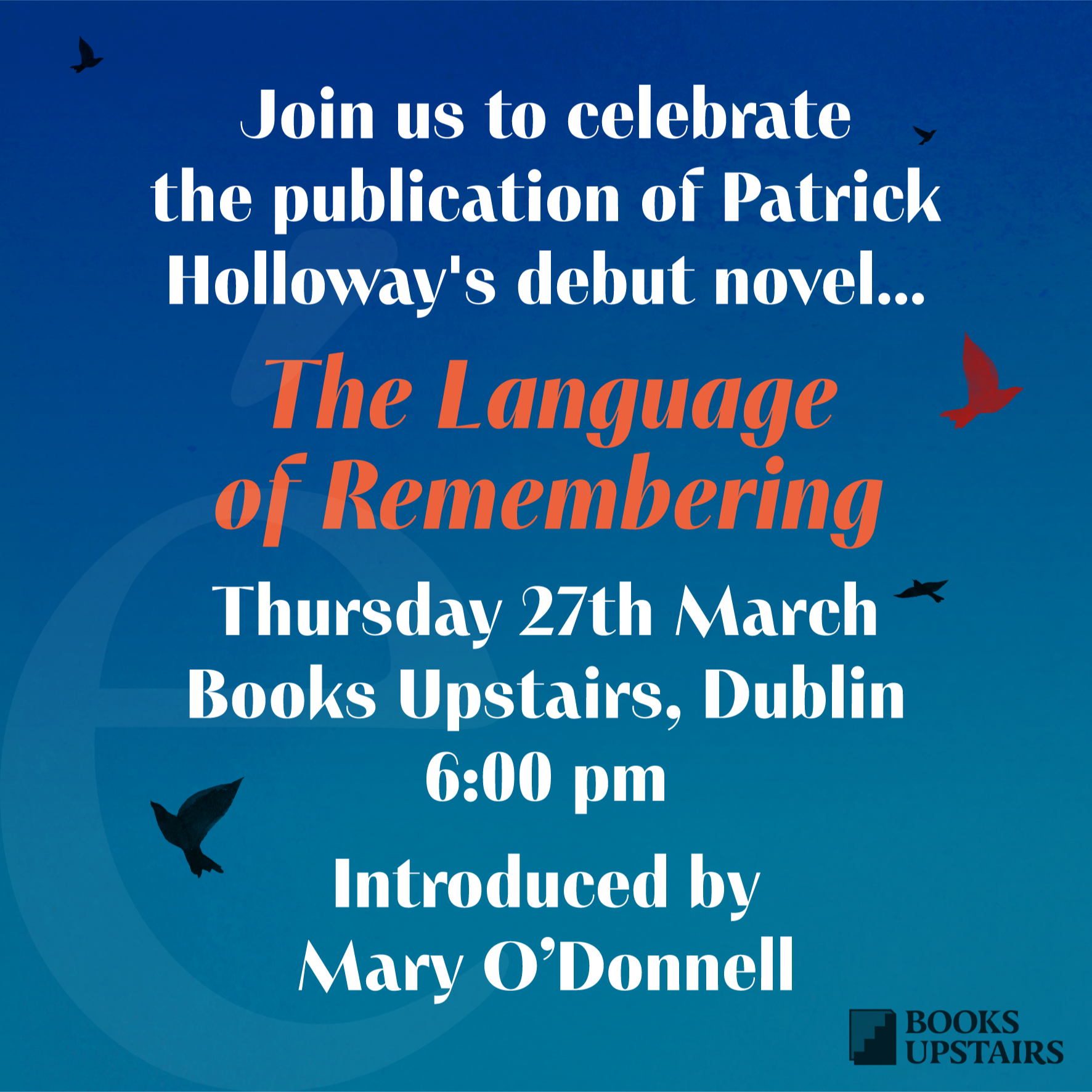 Dublin Launch, 27th March, Books Upstairs thumbnail