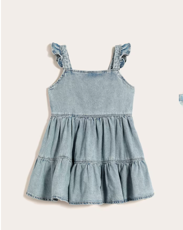 Vestido jeans infantil com babados - denim claro 42% OFF thumbnail