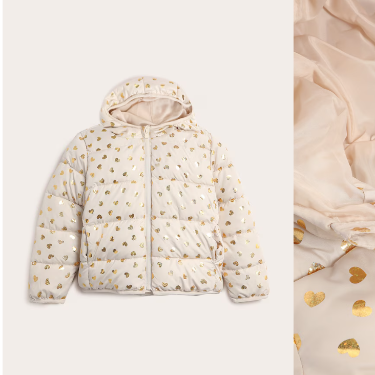 Jaqueta puffer infantil estampada - Bege Claro thumbnail