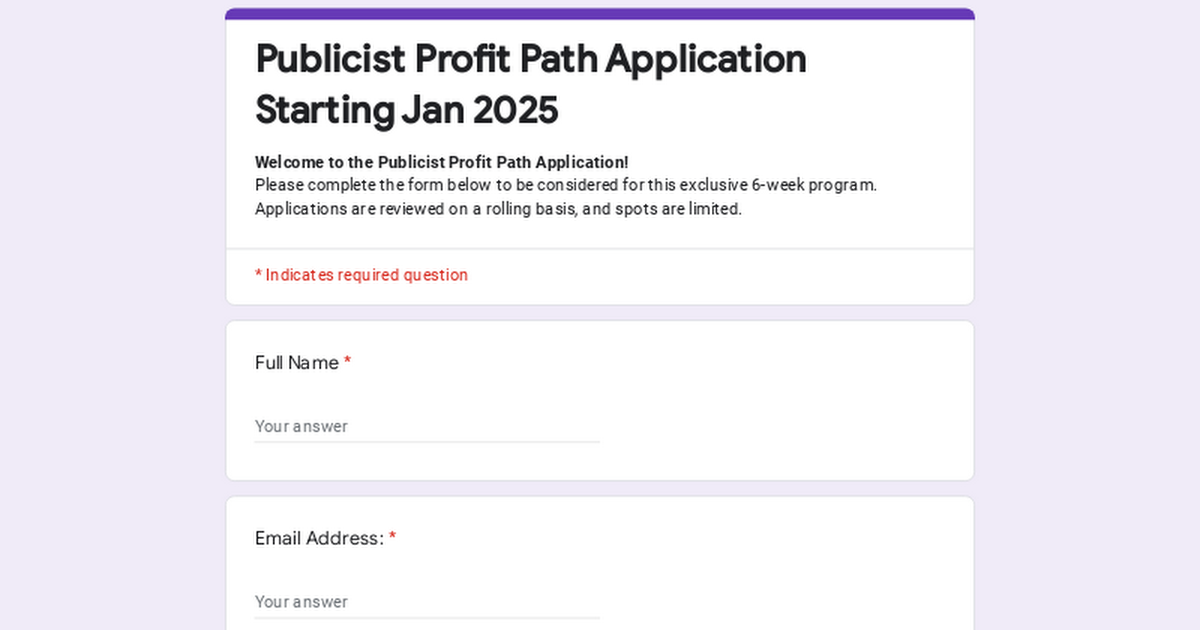 Publicist Profit Path Application Starting Jan 2025 thumbnail