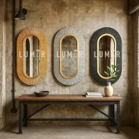 SET 3 OVALADOS MADERA PICADA TEXTURIZADA 140X70 thumbnail