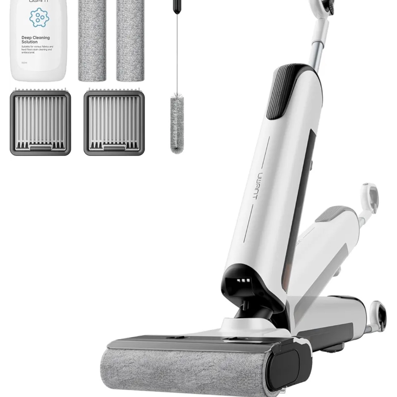 Amazon.com - uwant Wet Dry Vacuum Cleaner, 18000kpa Powerful Suction,Self Cleaning,180°Lay-Flat Smart Cordless Vacuum Mop, 40 Minutes Long Runtime,Dual-Sided Edge Cleaning, for Hard Floors, Milky thumbnail