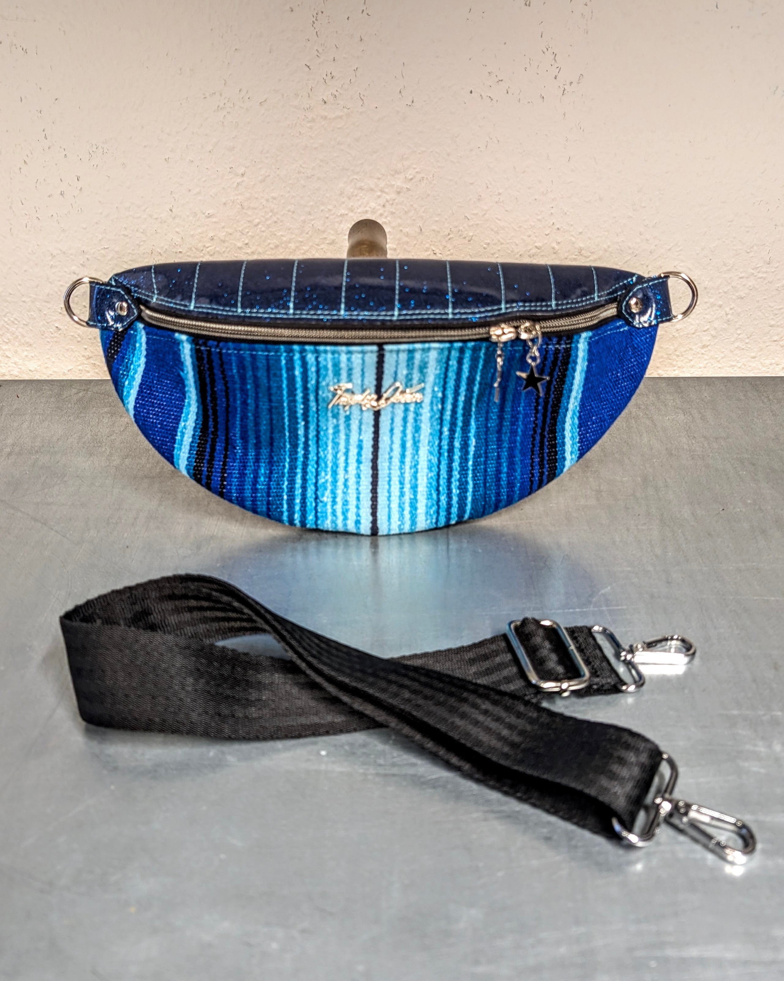 EZ Rider - Blue Mexican Blanket / Blue Glitter - Leopard Lining thumbnail