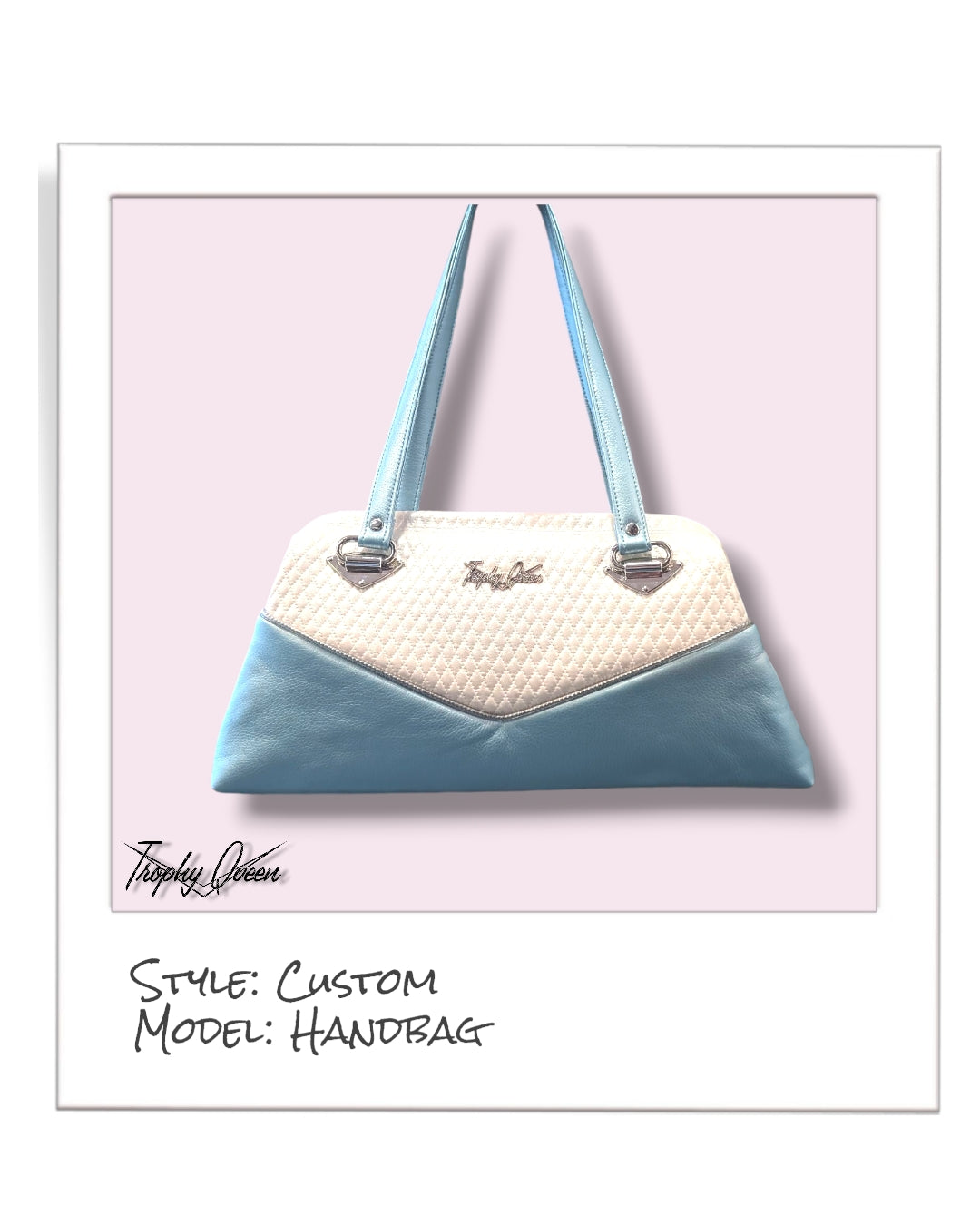 Custom Handbag - Pearl Powder Blue / Pearl White Diamond Pleat - Leopa thumbnail