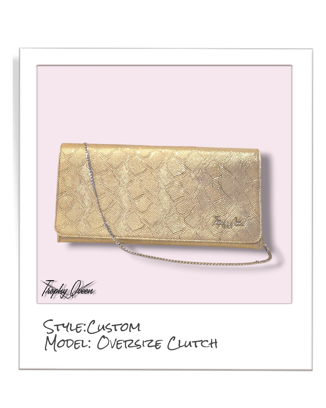 Oversize Clutch / Shoulder Bag - Golden Python / Fiesta Print Lining thumbnail
