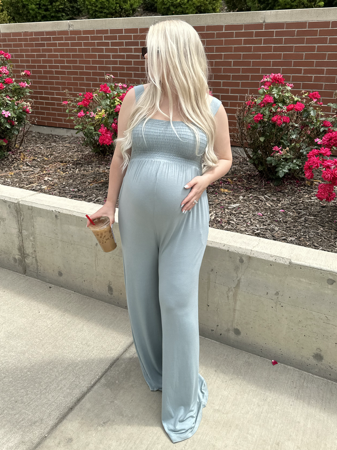 Mint Sleeveless Wide Leg Maternity Jumpsuit thumbnail