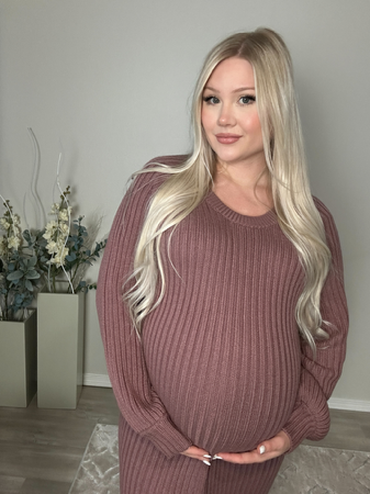 Mauve Maternity Sweater Dress thumbnail