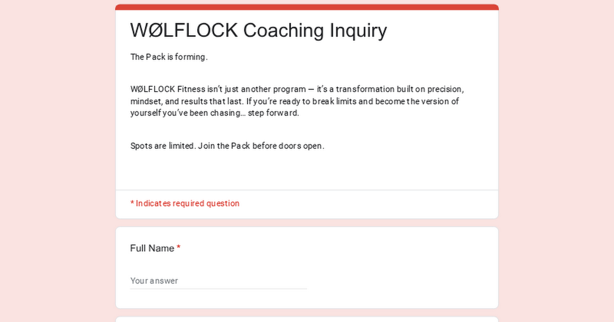 WØLFLOCK Coaching Inquiry FORM thumbnail