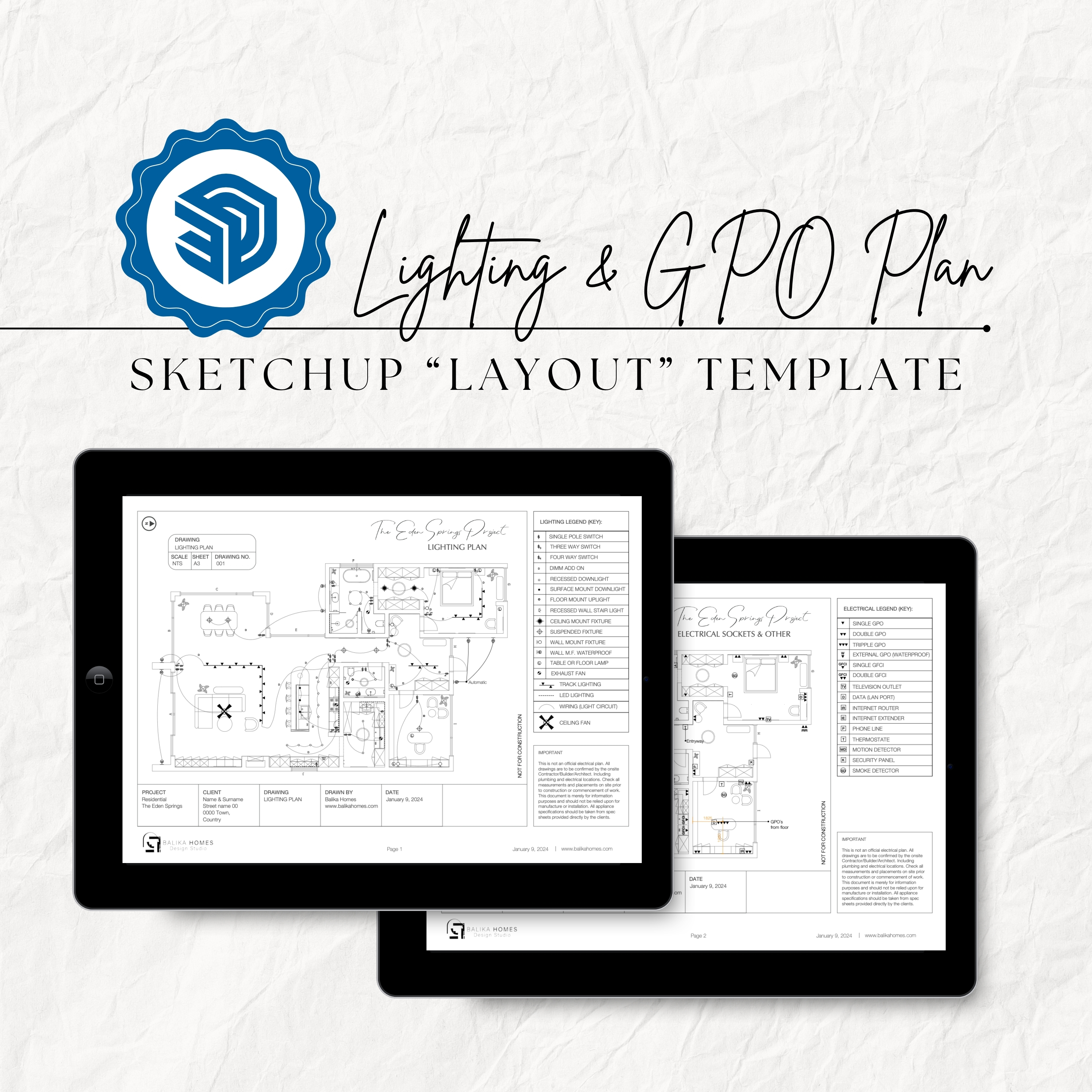LIGHTING & GPO TEMPLATE 🌟 SketchUp LayOut Template thumbnail