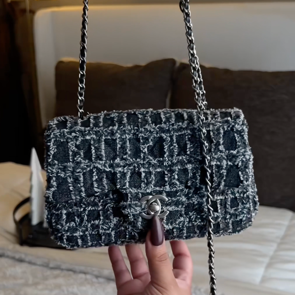 chanel bag black and white  thumbnail