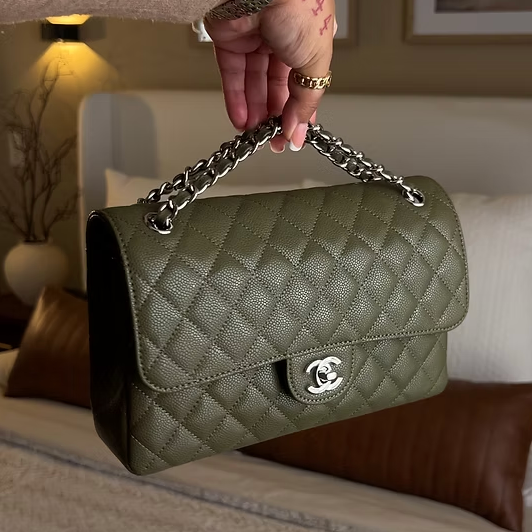 chanel khaki flap bag thumbnail