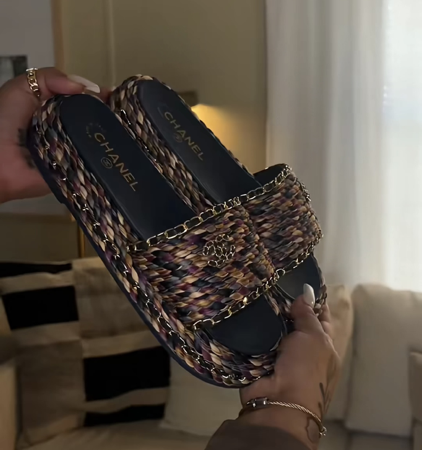 chanel tweed sandals  thumbnail