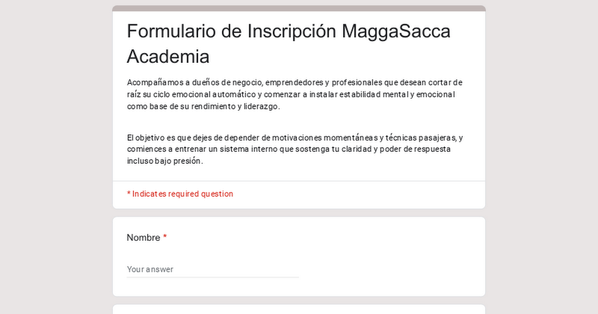 Formulario de Inscripción MaggaSacca Academia thumbnail