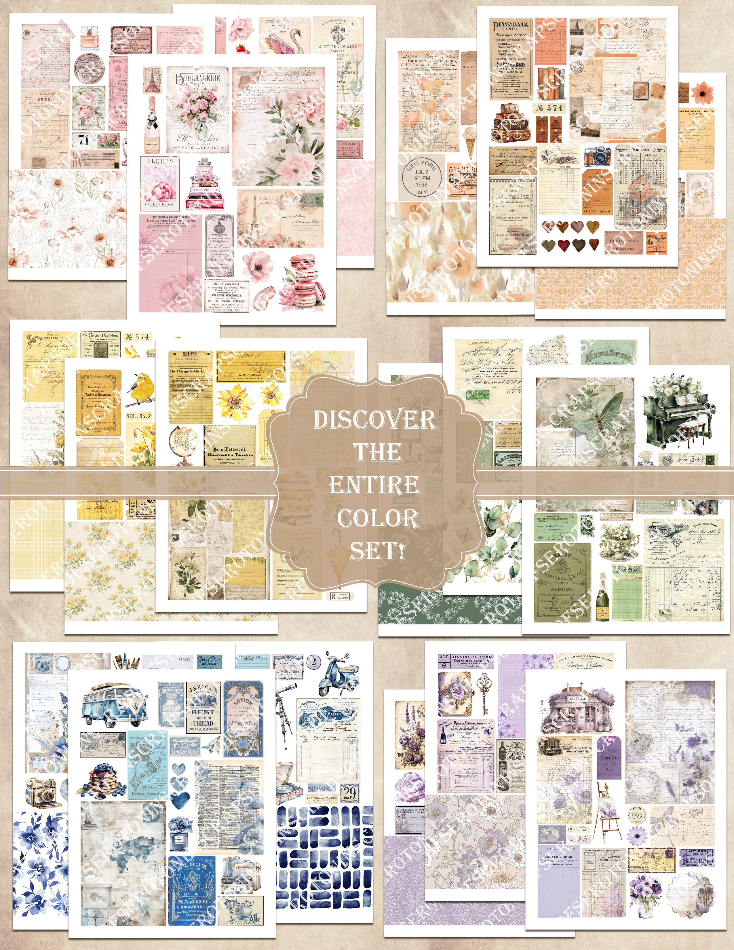 NEW : Color Aesthetic Ephemera Packs (6 colors available!) thumbnail