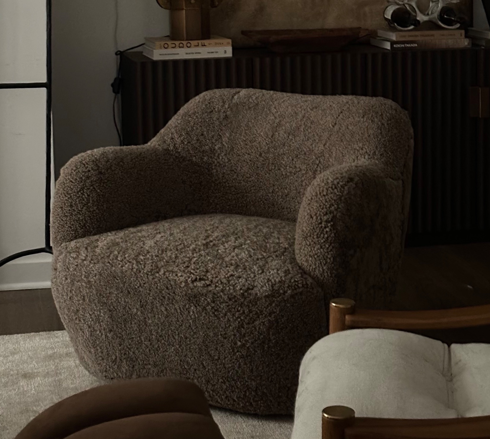 brown boucle chair thumbnail