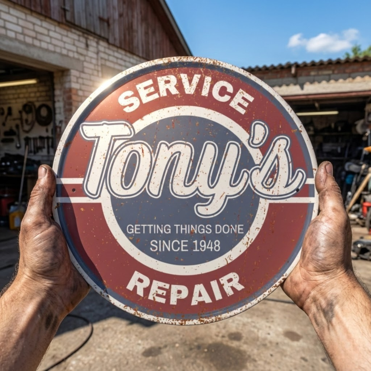 Auto Service Sign | Personalized Vintage Metal Garage Art thumbnail