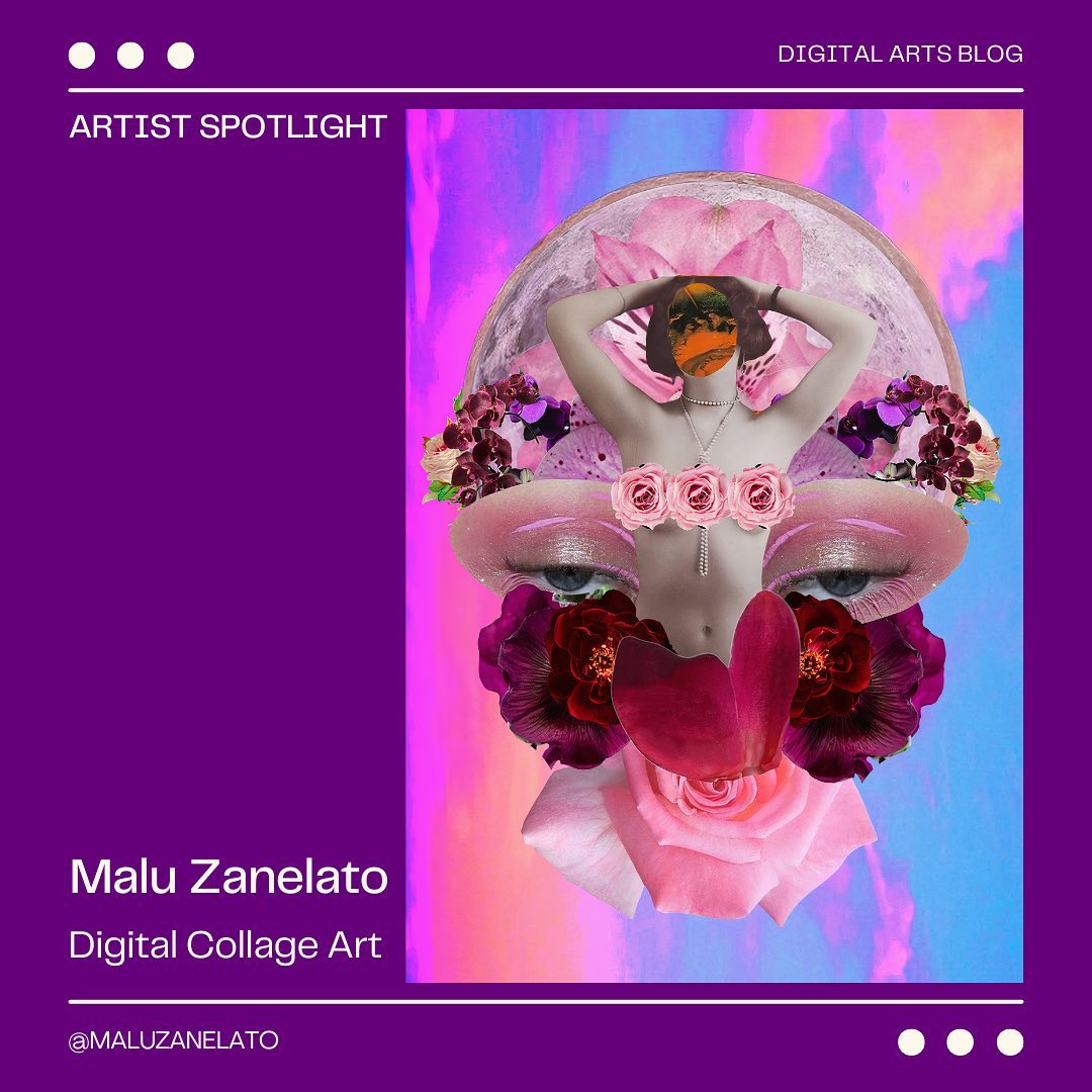 Artist Spotlight: Malu Zanelato ✨ @maluzanelato is a Brazilian visual artist specializing in collage, creating dreamlike