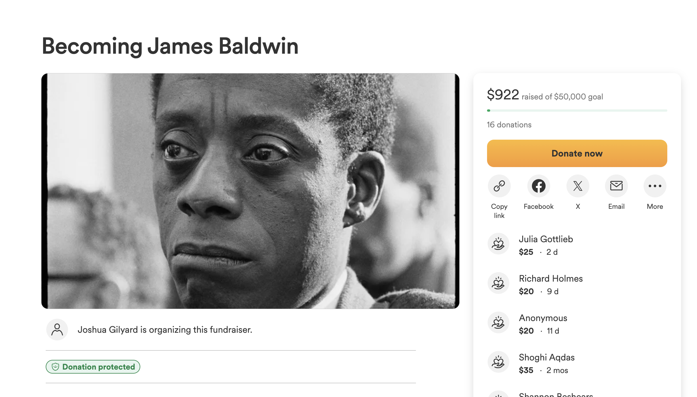 FUNDRAISER... Indie James Baldwin biopic thumbnail