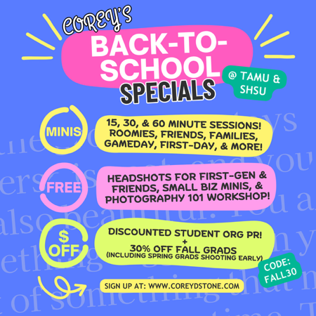 Back-to-School Specials! (TAMU & SHSU) 🍎📚🏈 thumbnail