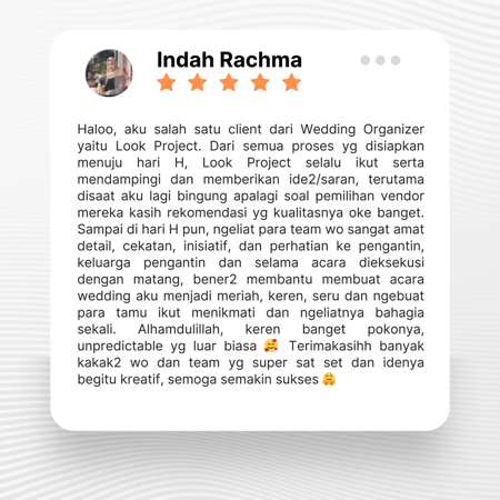 Google review of Look Project Wedding Organizer by Indah Rachma Nabilah thumbnail