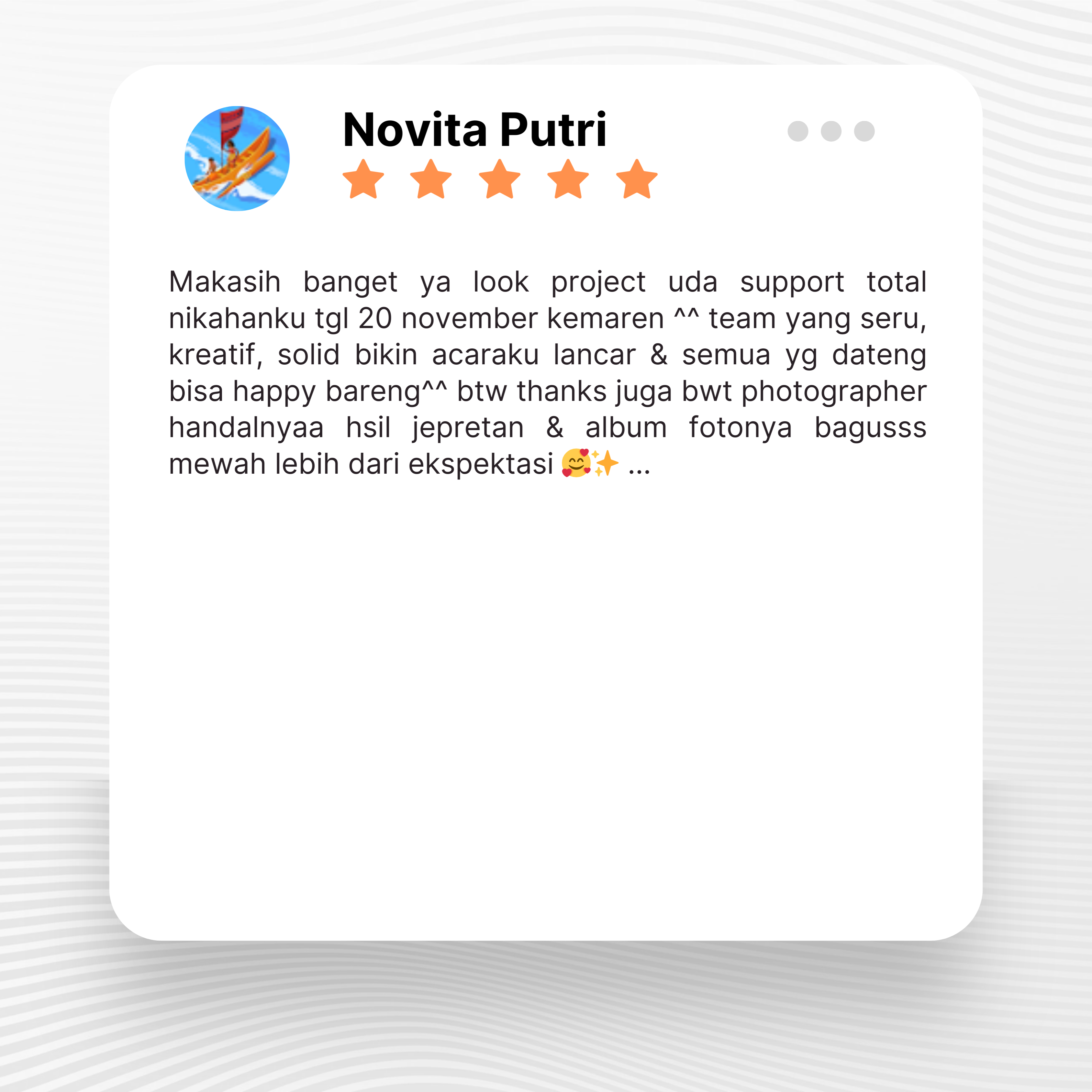 Google review of Look Project Wedding Organizer by Novita Putri thumbnail