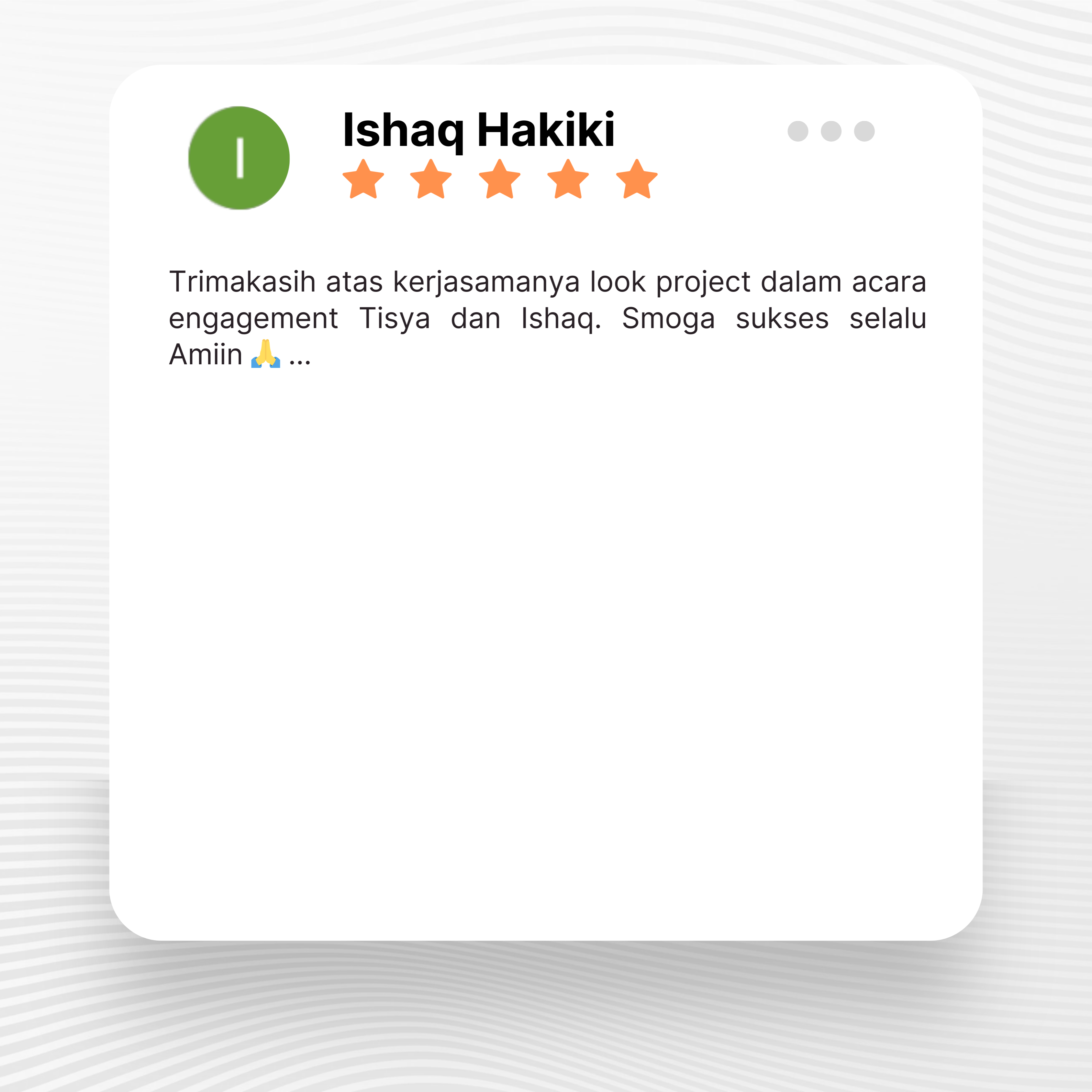 Google review of Look Project Wedding Organizer by Ishaq Hakiki thumbnail