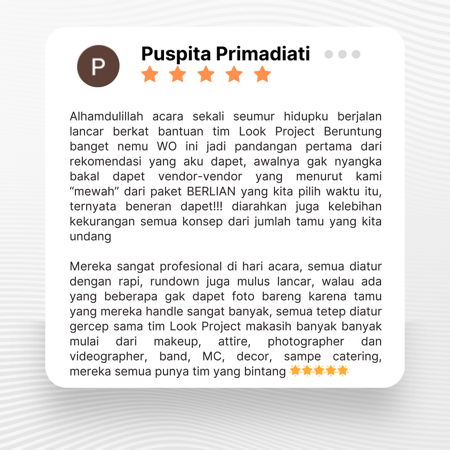 Google review of Look Project Wedding Organizer by Puspitha Primadiati Syafitrirulla thumbnail