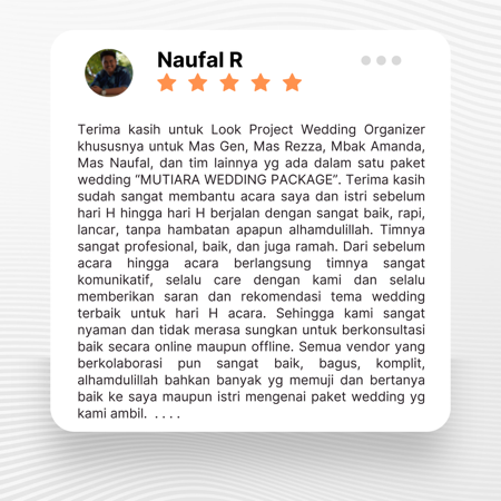 Google review of Look Project Wedding Organizer by Naufal R thumbnail