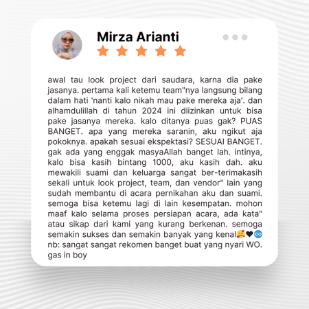 Google review of Look Project Wedding Organizer by mirza arianti thumbnail