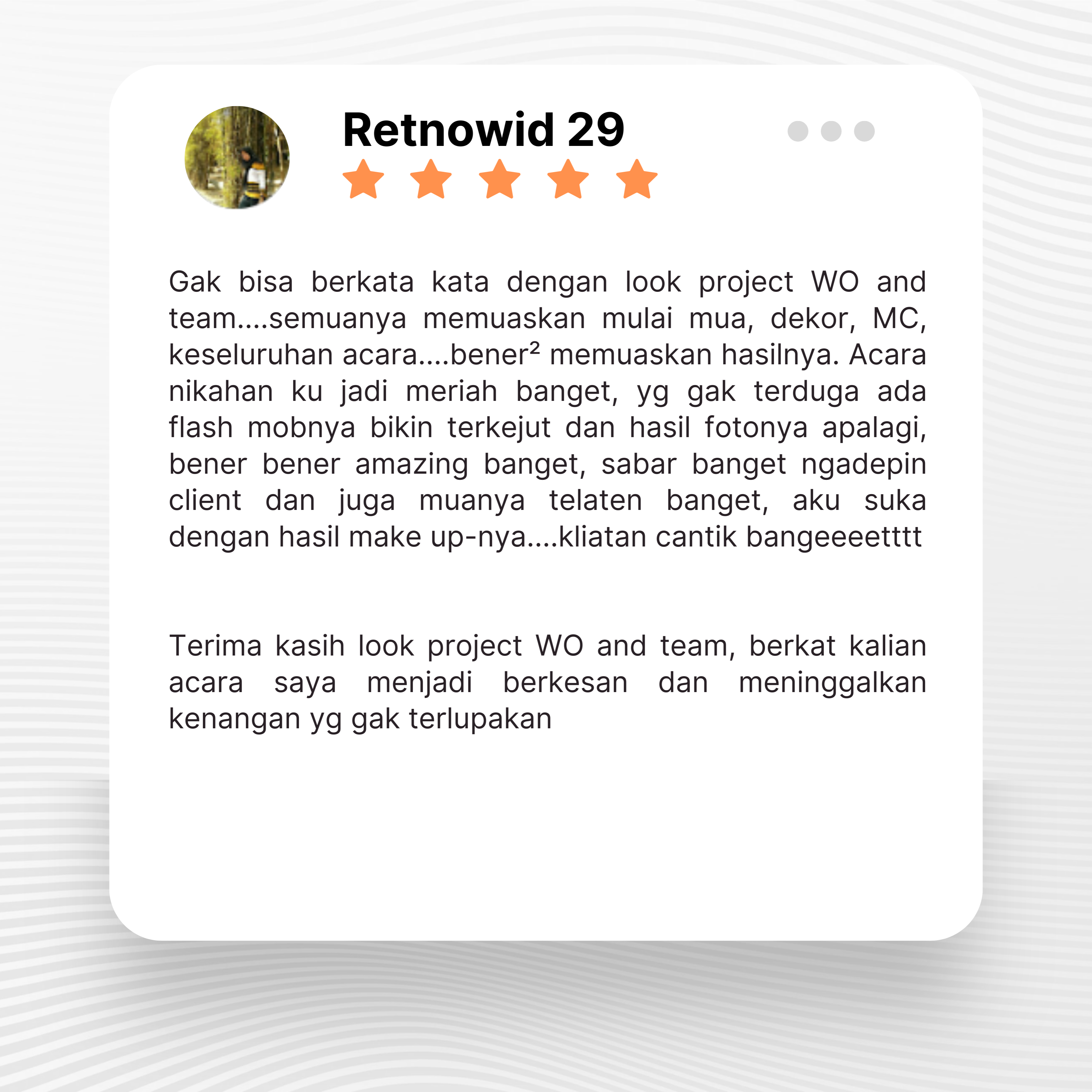 Google review of Look Project Wedding Organizer by Retnowid 29 thumbnail