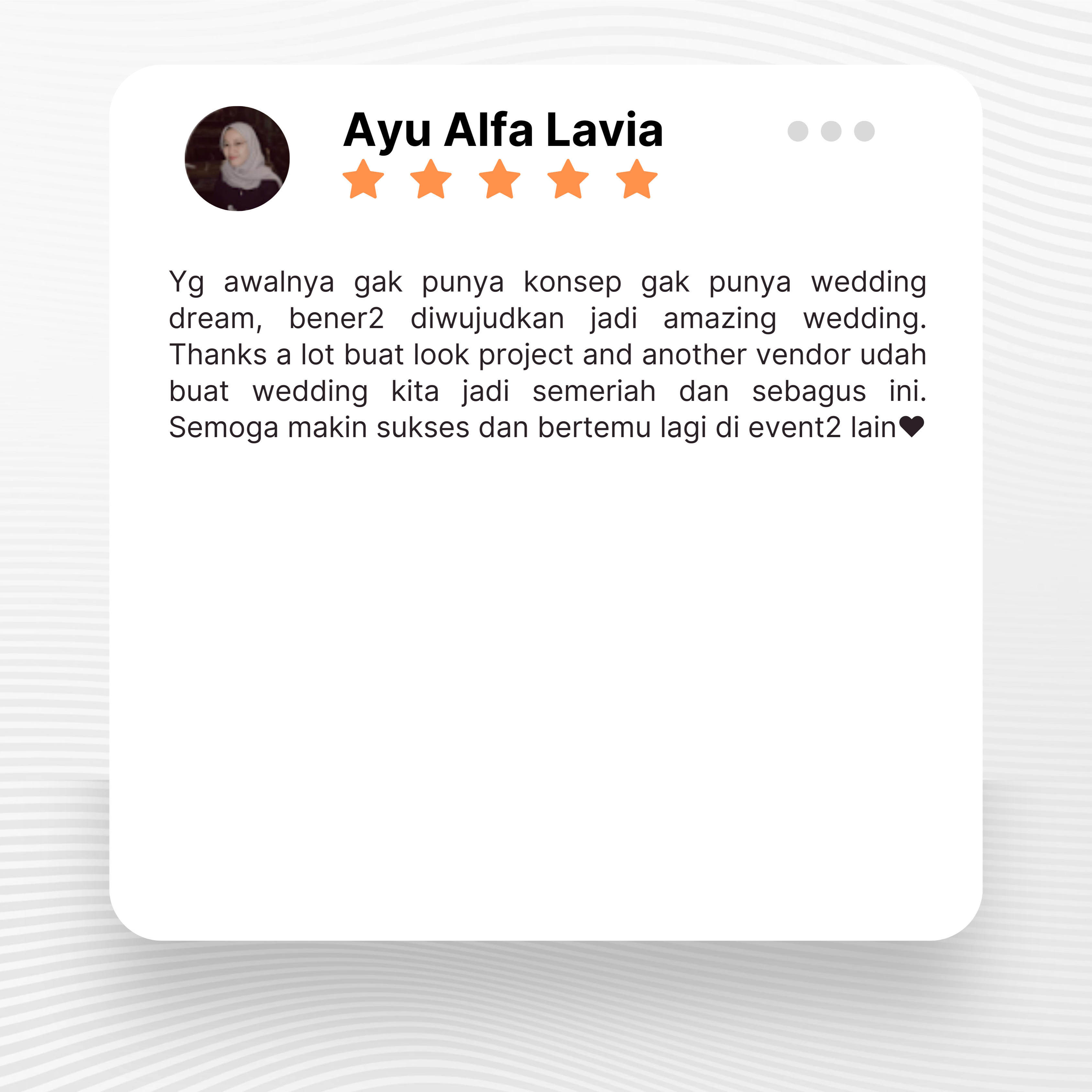 Google review of Look Project Wedding Organizer by Ayu Alfa thumbnail
