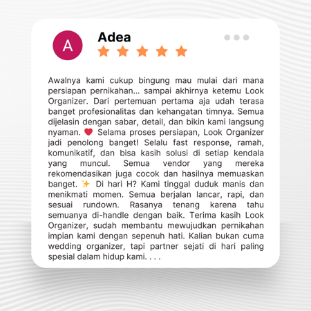 Google review of Look Wedding Organizer by Dea thumbnail