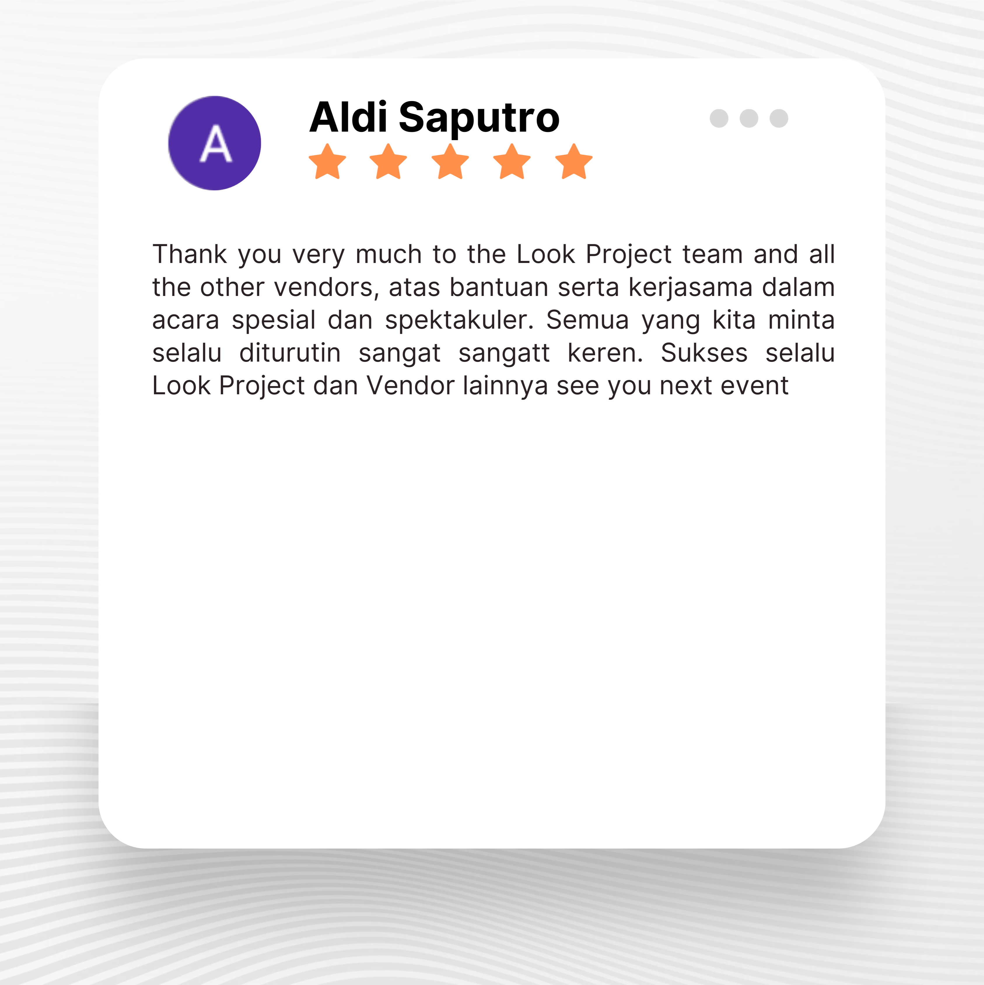Google review of Look Project Wedding Organizer by Aldi Saputro thumbnail