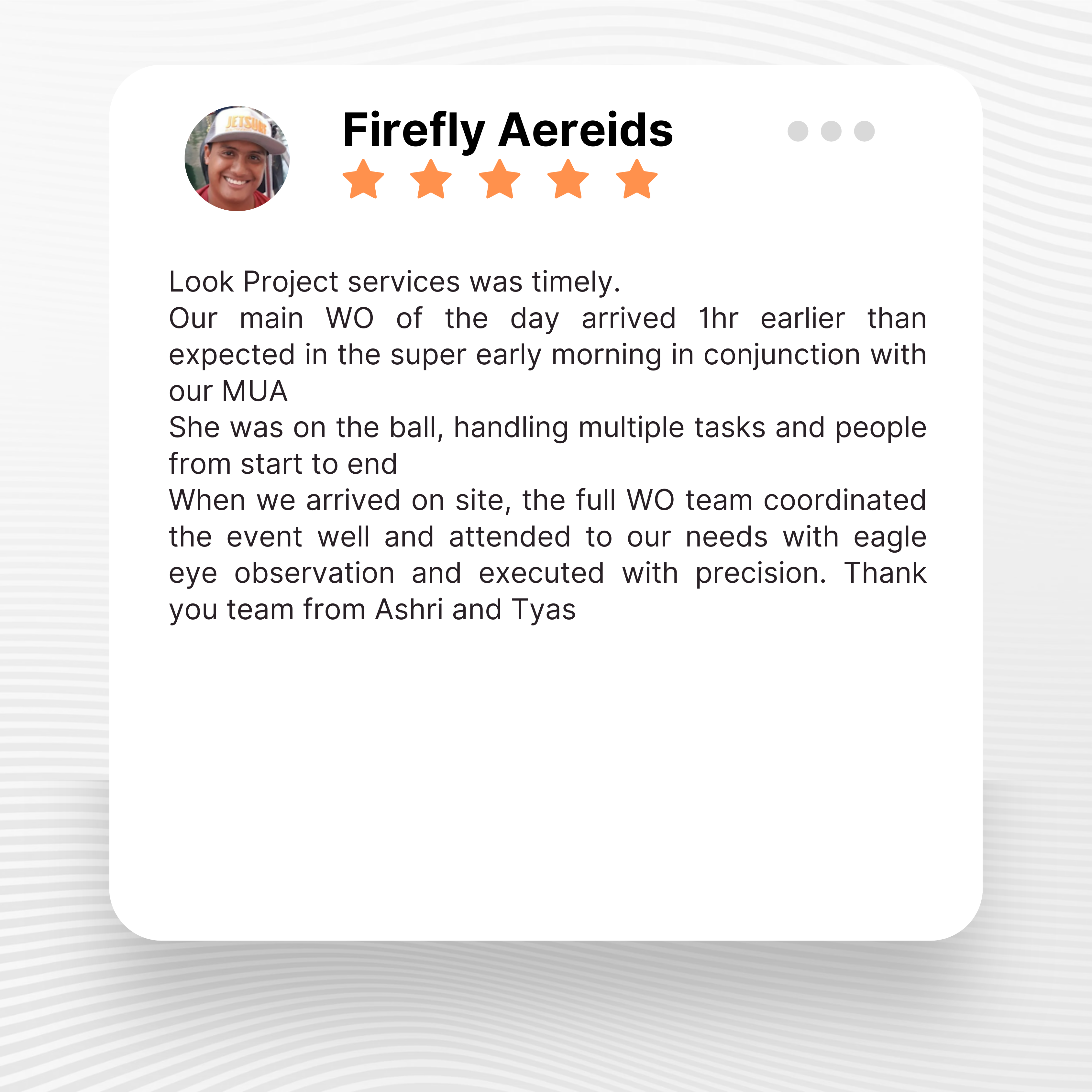 Google review of Look Project Wedding Organizer by Firefly Aereids thumbnail