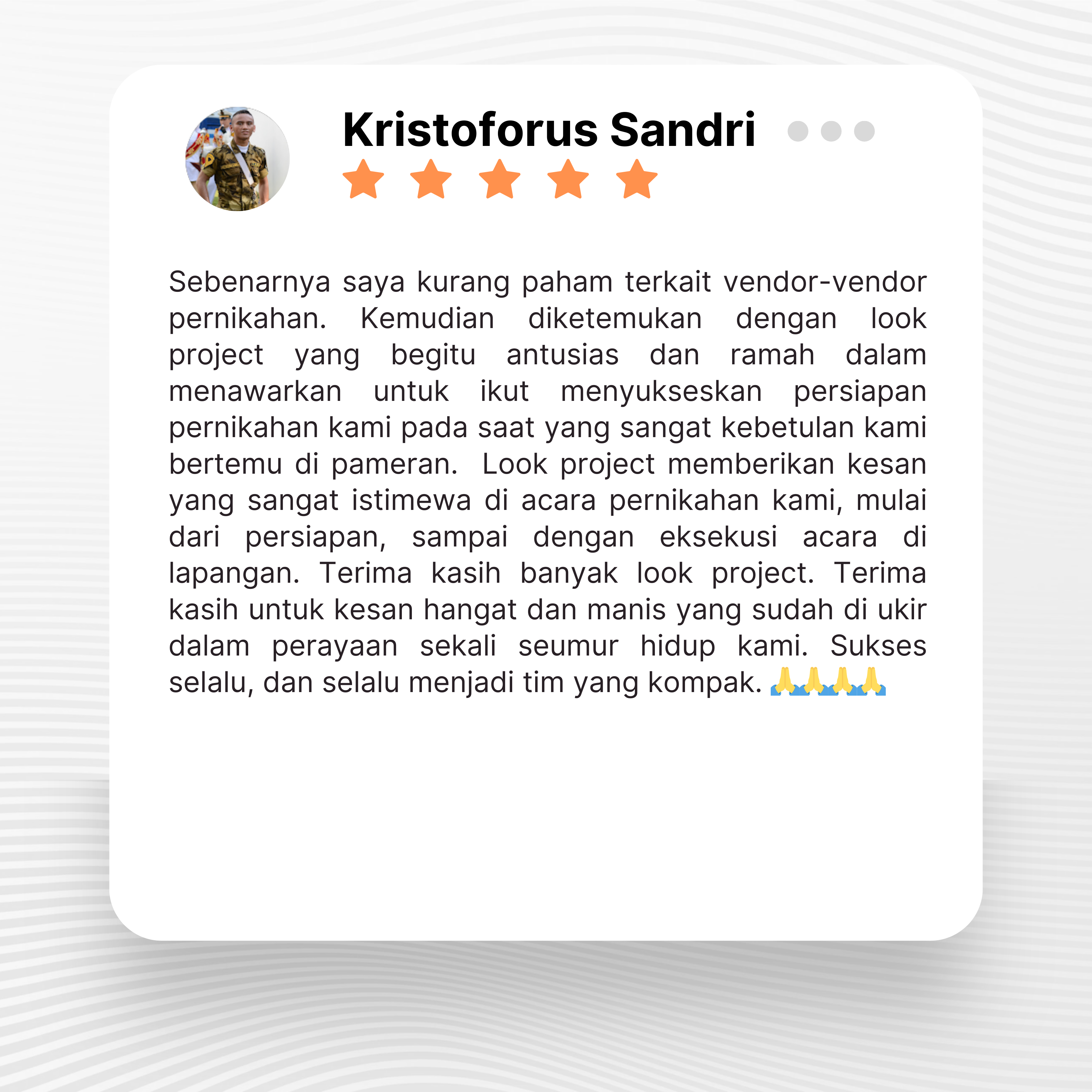 Google review of Look Project Wedding Organizer by Kristoforus Sandri thumbnail