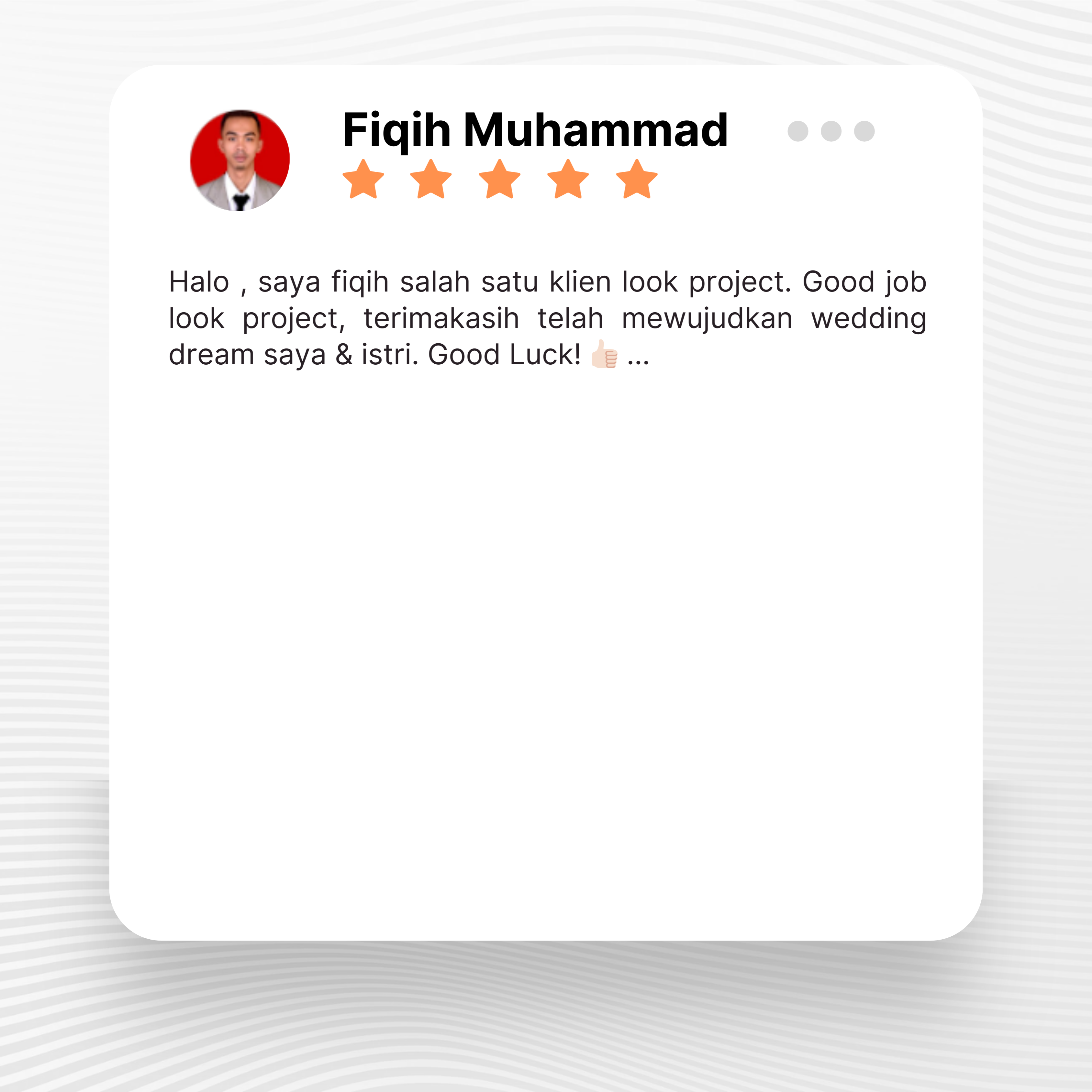 Google review of Look Project Wedding Organizer by Fiqih Muhammaf thumbnail