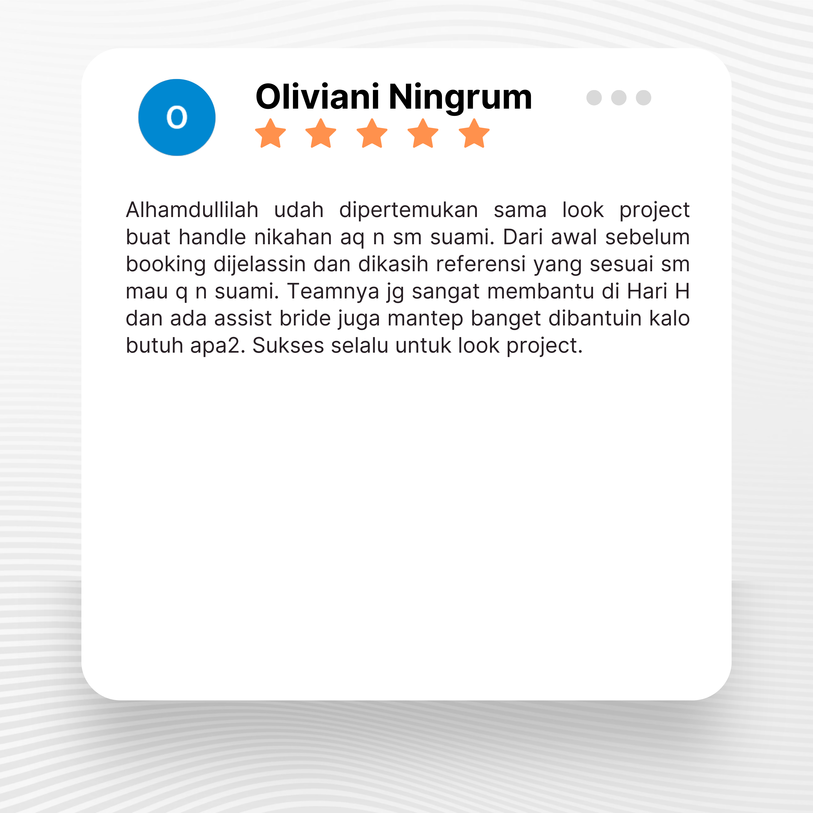 Google review of Look Project Wedding Organizer by Oliviani Ningrum thumbnail