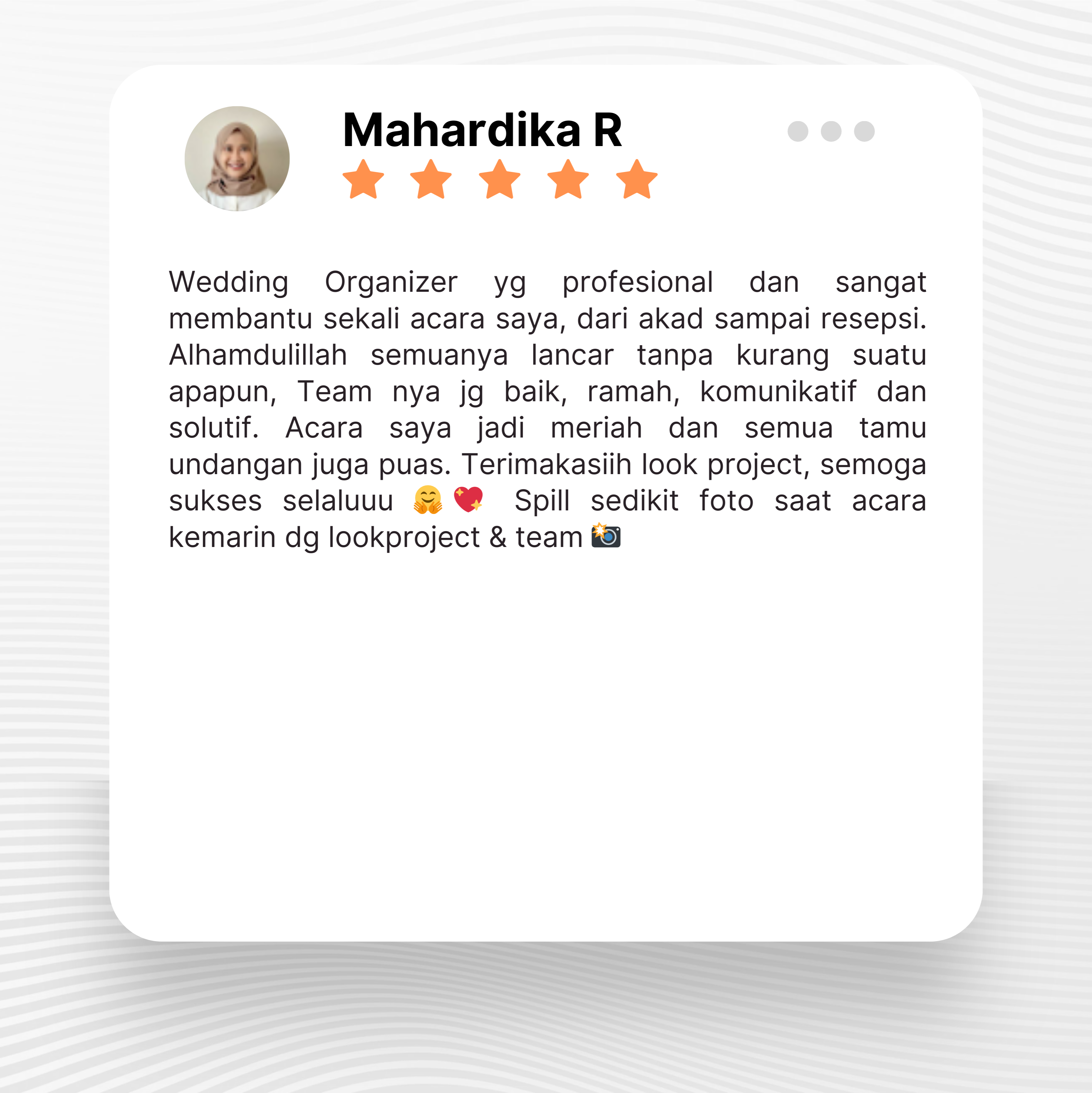 Google review of Look Project Wedding Organizer by Mahardika Rahmawati thumbnail