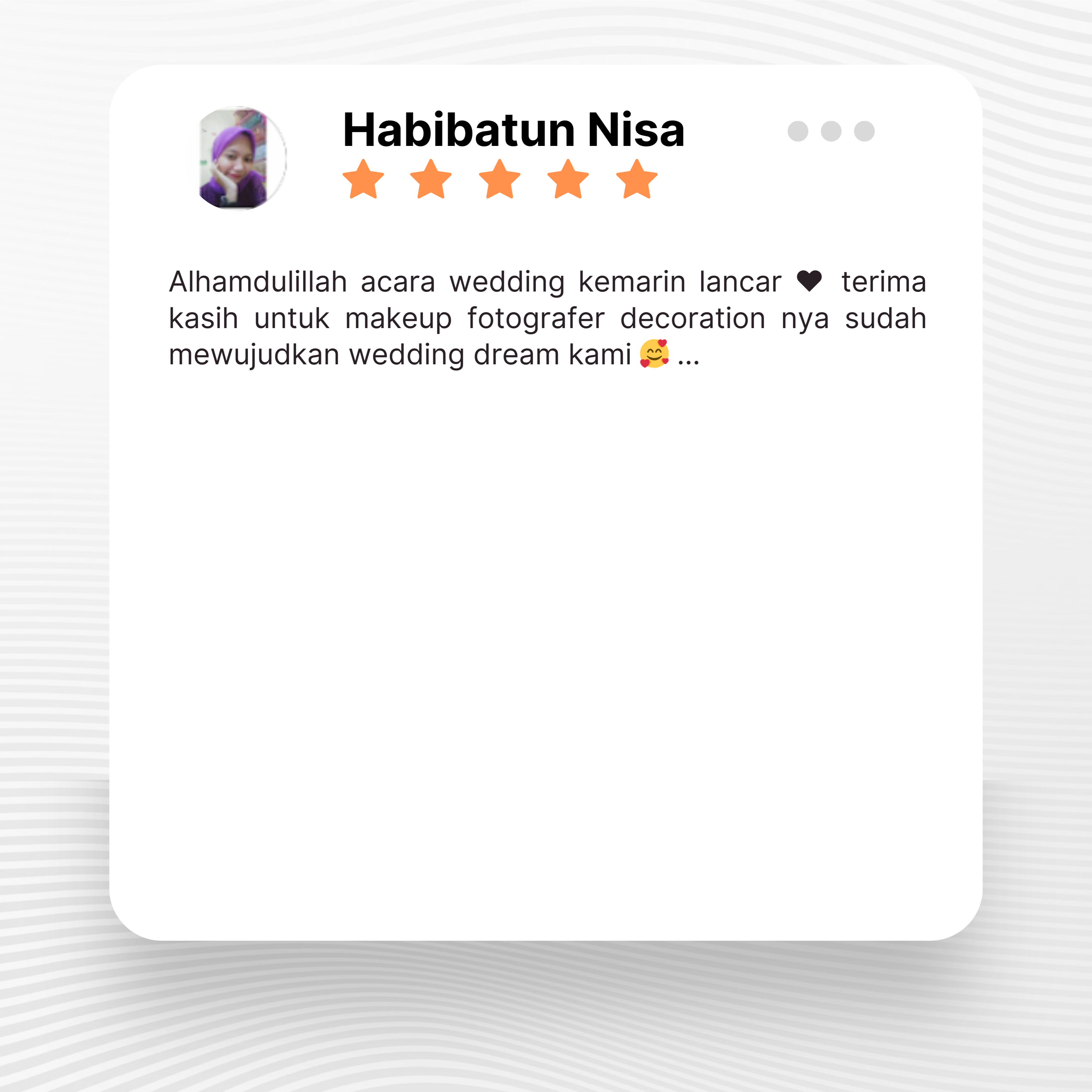 Google review of Look Project Wedding Organizer by Habibatun Nisa thumbnail