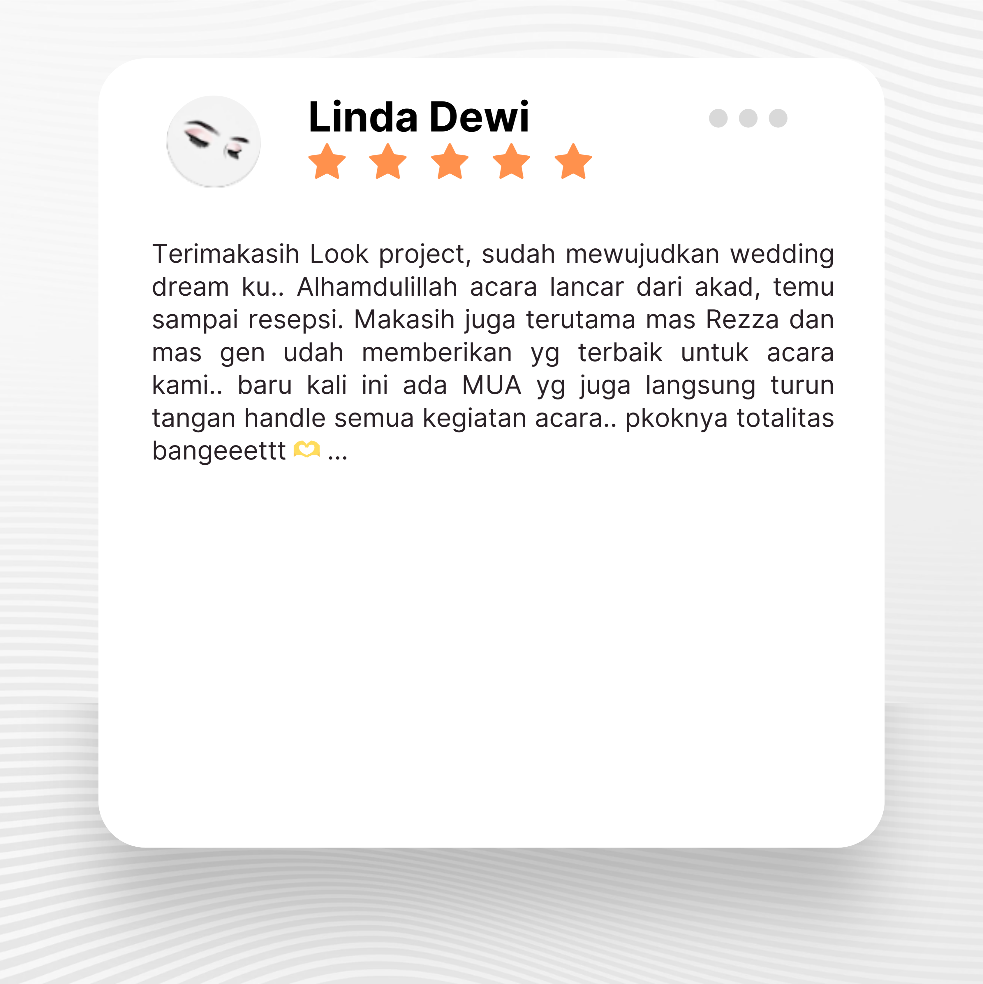 Google review of Look Project Wedding Organizer by Linda Dewi thumbnail