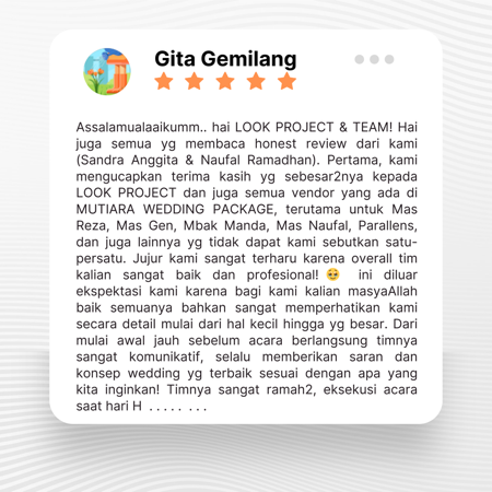 Google review of Look Project Wedding Organizer by Gita Gemilang thumbnail